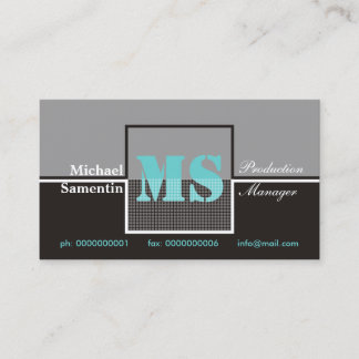 Retro Monogramme noir gris turquoise cartes de vis
