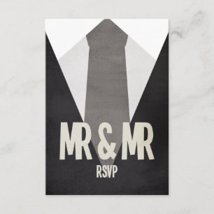 Retro Mr & Mr Suit & Cravate Wedding RSVP