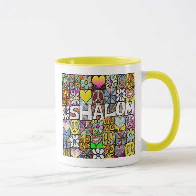 Rétro Mug Psychedelique Shalom AMOUR des années 60 (Droite)