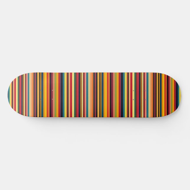 Retro Multicolour Stripe Modern Skateboard Deck (Horz)