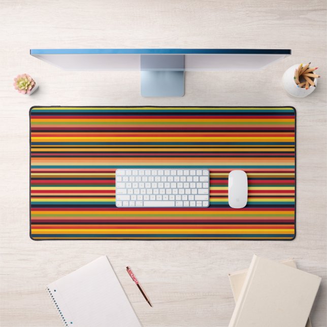 Retro Multicolour Stripe Modern Vintage Desk Mat (Bureau 1)