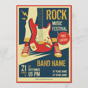 Retro music concert événement faire-part Invitatio