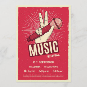 Retro music concert événement faire-part Invitatio