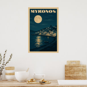 Rétro Mykonos Lune Style Art Déco Voyage Antique