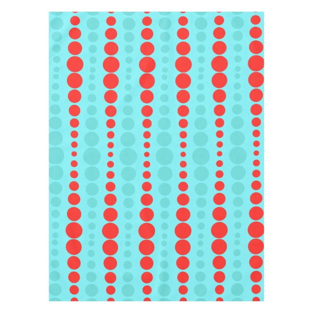 Rétro nappe de points de rouge et de turquoise (Devant)