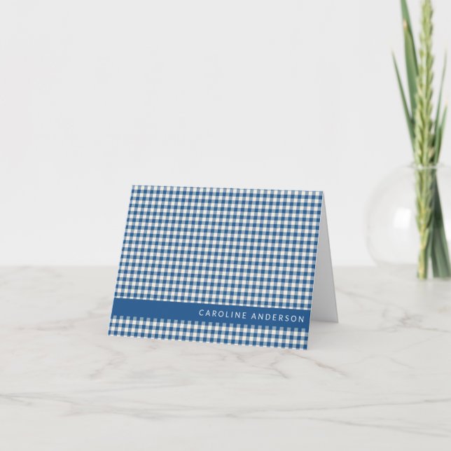 Retro Navy Blue En vichy Plaid Nom personnalisé (Devant)