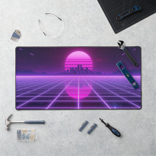 Rétro Néon Synthwave Grille d'Infini Horizon Esthé