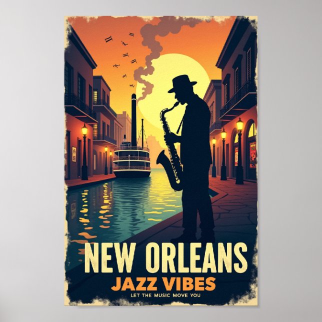 Retro New Orleans Jazz Vibes Poster de voyage (Devant)