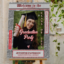 Retro Newspaper Graduation Magazine Welcome Sign