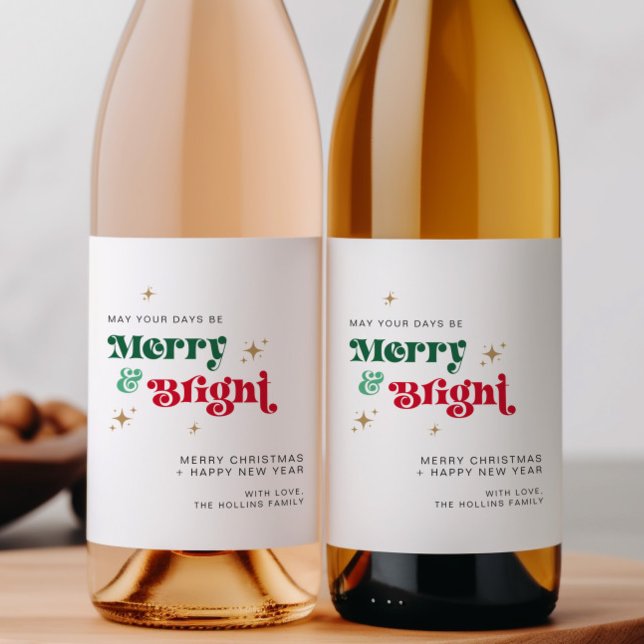 Rétro Noël Vin bouteille Étiquette Boire Étiquette (Créateur téléchargé)