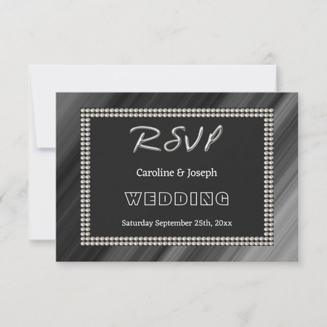 Retro noir et blanc, perles RSVP mariage (Devant)