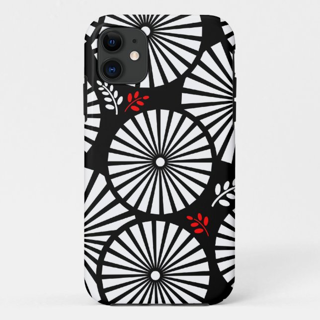 Retro noir fleurs blanches iPhone 5 Coque (Dos)