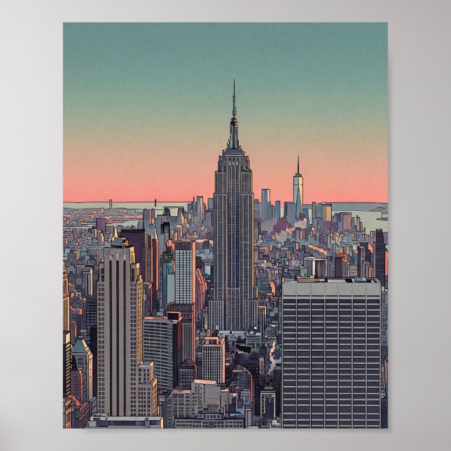 Retro NYC Skyline Poster (Devant)