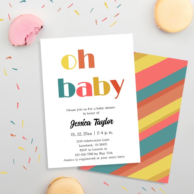 Retro Oh Baby Baby shower Invitation (Créateur téléchargé)