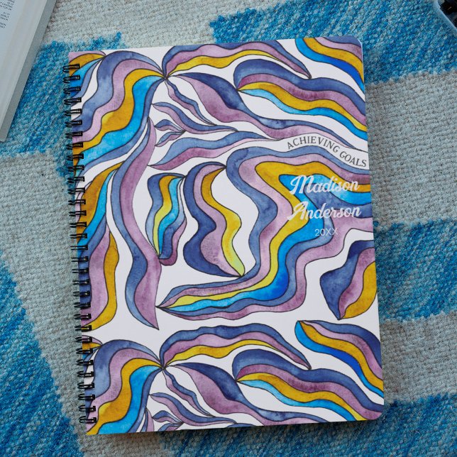Rétro Ondulé Vert Bleu Violet Groovy Positif (Créateur téléchargé)