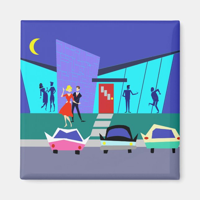 Retro Open House Party Magnet (Devant)