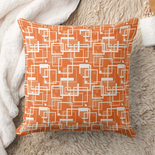 Retro Orange et ivoire Carré Lien Coussin de desig (Couverture)