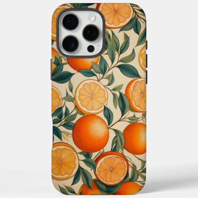 Retro Orange Fruit Motif iPhone 16 Pro Max Coque (Verso)