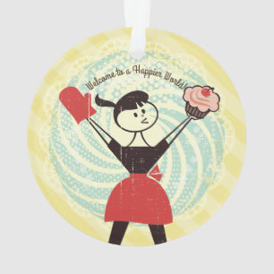 Rétro ornement de Noël de boulangerie de femme au