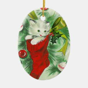 Rétro ornement de Noël de chaton