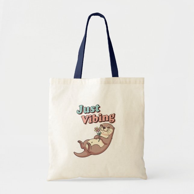 Retro Otter Chill Vibes Canvas Tote Bag (Devant)