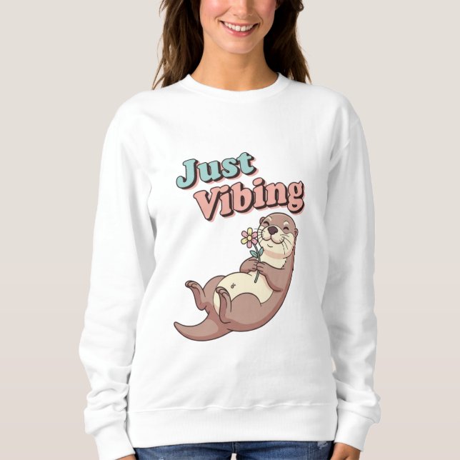 Retro Otter Just Vibing Women’s Sweatshirt (Devant)