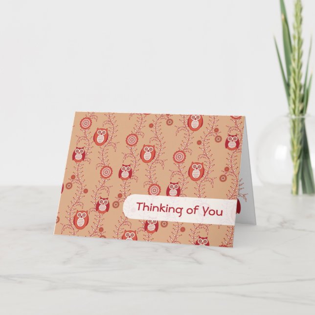 Retro Owls Penser à votre carte (Devant)