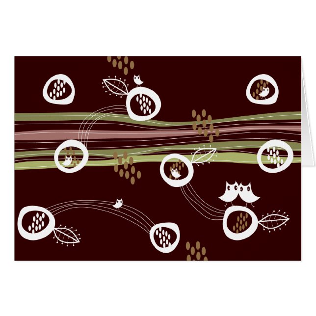 Retro Ows Famille Cute Whimsical Stripes Nest Fun (Devant Horizontal)