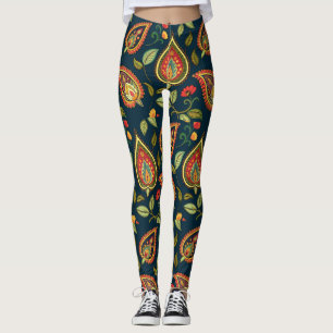 Retro Paisley Motif Leggings