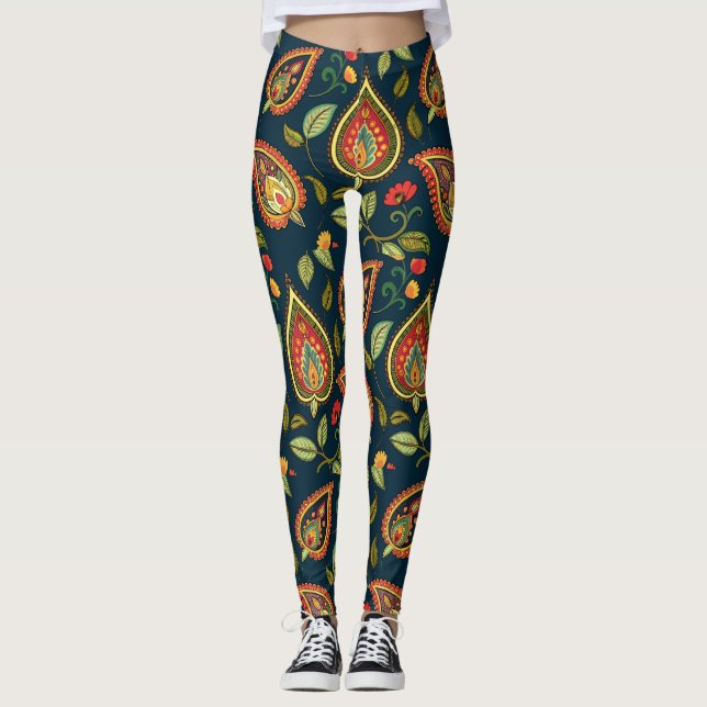 Retro Paisley Motif Leggings (Devant)