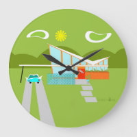Rétro Palm Springs House Round Wall Horloge