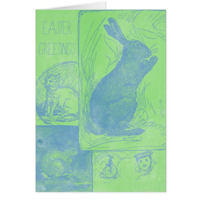 Retro Pâques Salutations Pâques Bunny Carte de voe (Devant)