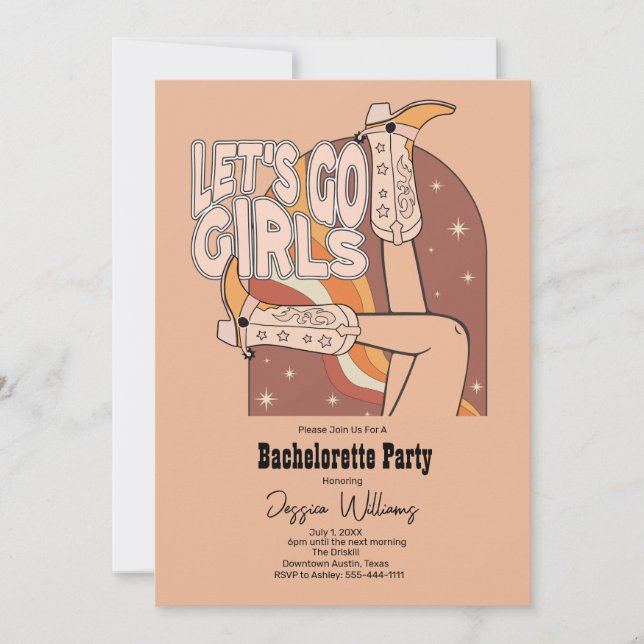 Retro Pastel Rodeo Bachelorette Party Invitation (Devant)