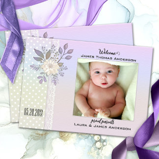 Retro Pastel Script Faire-part de naissance photo