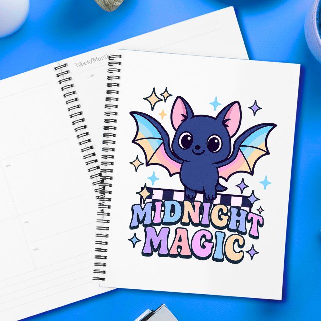 Retro Pastelcore Cute Halloween Bat & Checkerboard (The midnight magic kawaii bat design shines with retro pastel charm.)