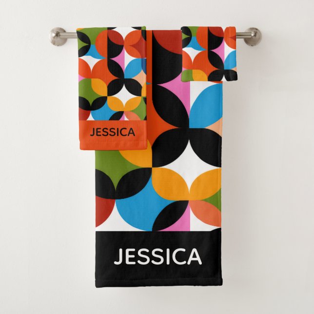 RETRO Pattern Colorful Mid Century Modern Name (En situation)