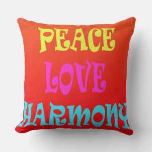 Retro Peace Love Harmony Coussin