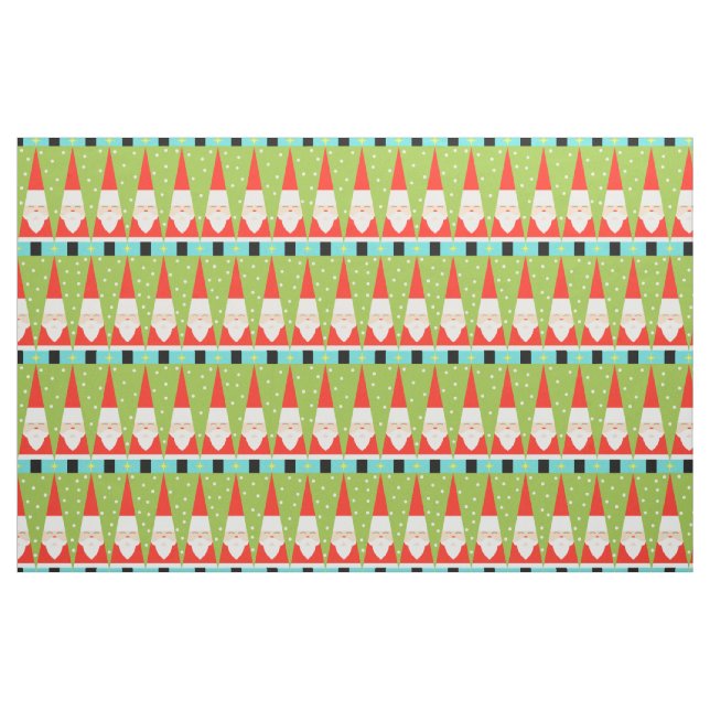 Rétro Père Noël géométrique a peigné le tissu de (Fat Quarter)