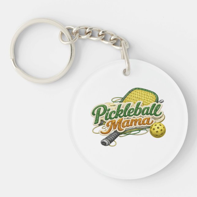 Retro Pickleball Maman Porte-clés Fête des Mères  (Devant)