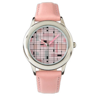 Retro Pink Grid et Starbursts Montre pour enfants