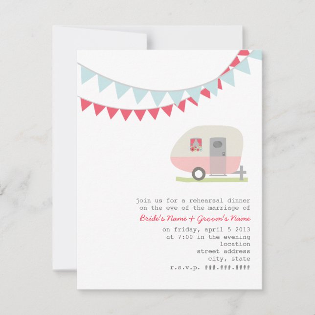 Retro Pink Trailer Rehearsal Invitation (Devant)