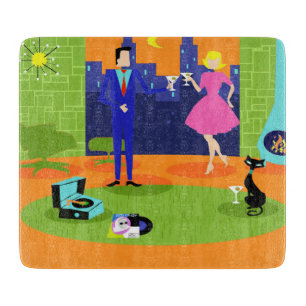 Rétro planche à découper romantique de couples 