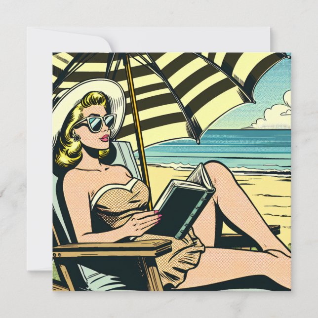 Retro Pop Art Lady sur la plage (Devant)