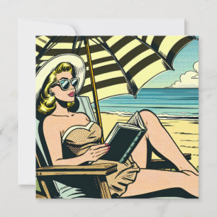 Retro Pop Art Lady sur la plage