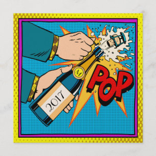 Retro Pop Art Party, Nouvel An, Invitation