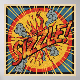 Retro Pop Art "Sizzle !" Affiche
