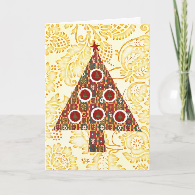 Retro Pop Art Style Christmas Tree Carte de vacanc (Devant)