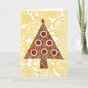 Retro Pop Art Style Christmas Tree Carte de vacanc