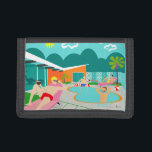 Rétro portefeuille gai de nylon de réception au<br><div class="desc">Caractéristiques de conception ce de rétro réception au bord de la piscine gaie en nylon de portefeuille quatre beaux mâles hunky ayant un ancien gai comme elles ont battu la chaleur de Palm Springs par lounging autour l'eau bleue de turquoise de leur piscine formée par boomerang atomique. L'architecture moderne de...</div>