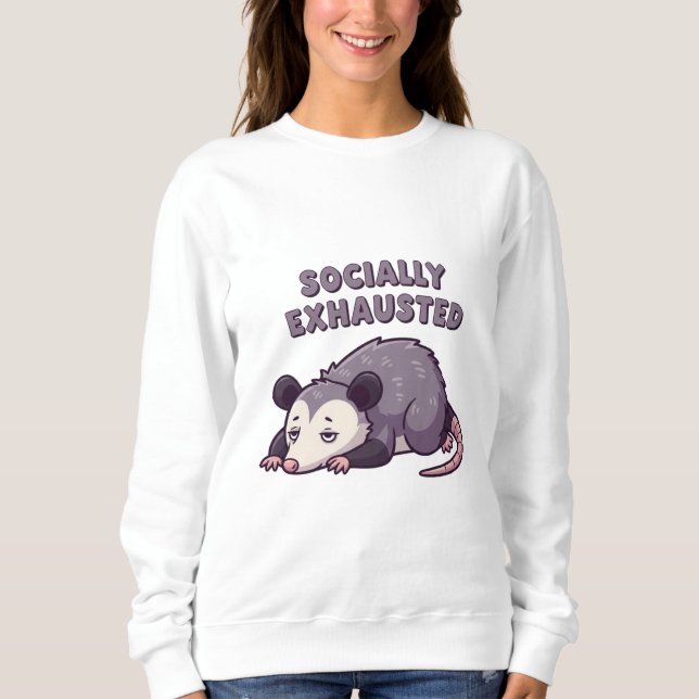 Retro Possum Socially Exhausted Women’s Sweatshirt (Devant)